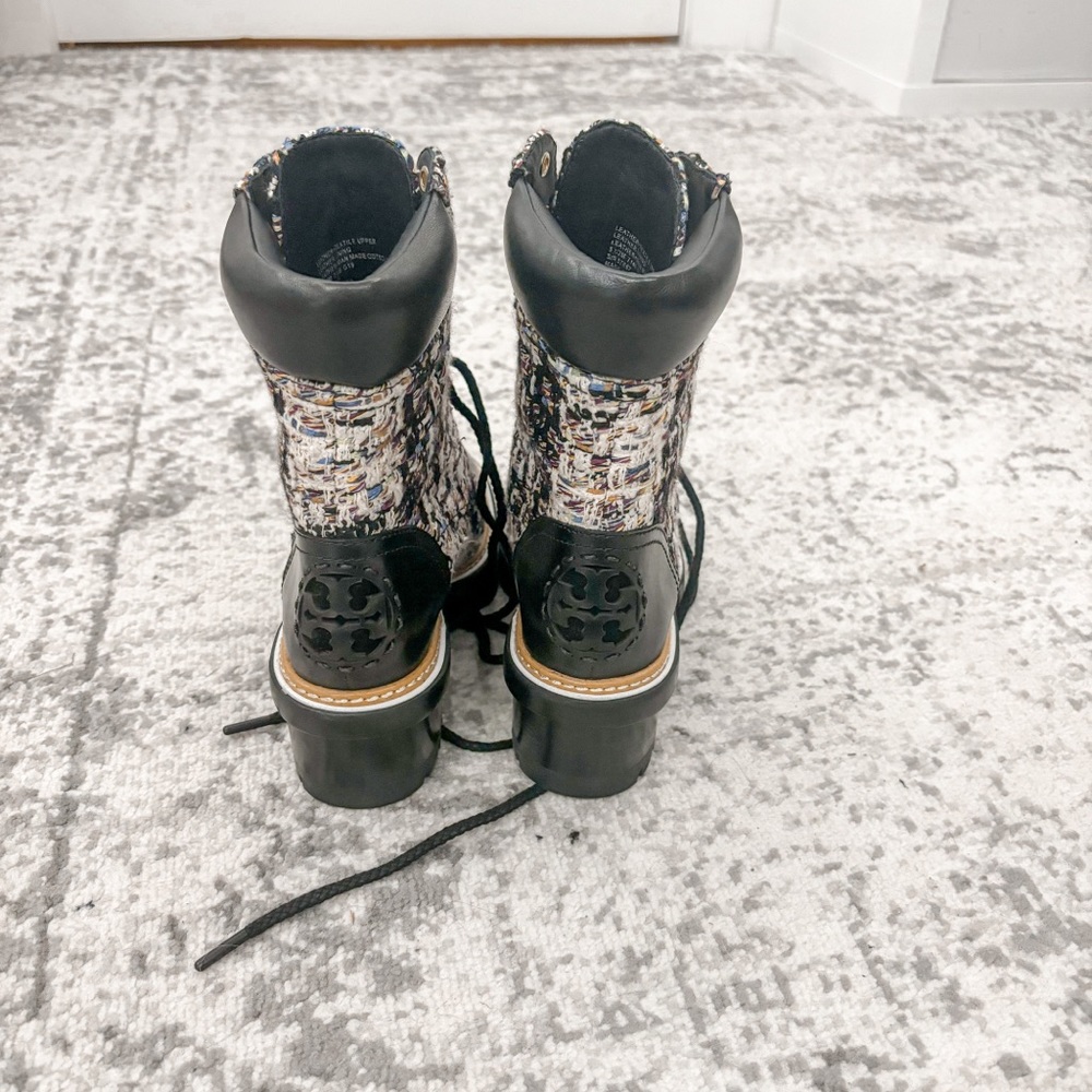 NWB Tory Burch Miller Tweed Lace Up Boot - Picture 12 of 16